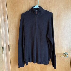 J Crew Oar Mens‎ Dark Brown Cotton Cashmere Blend Quarter Zip Sweater Size M